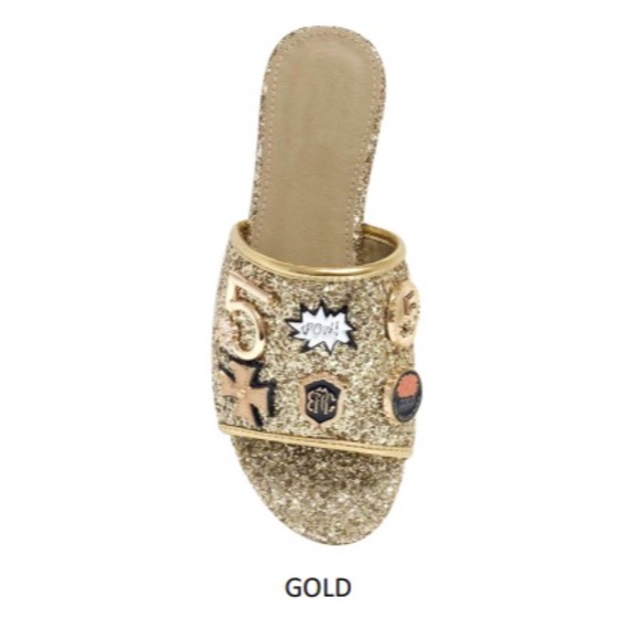 Gold Shimmer Pins Slides Sandal - Picture 5 of 7